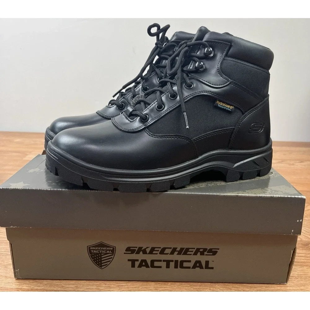 Skechers Tactical Wascana-Benen Men's Black Work Boots Size 10 NEW